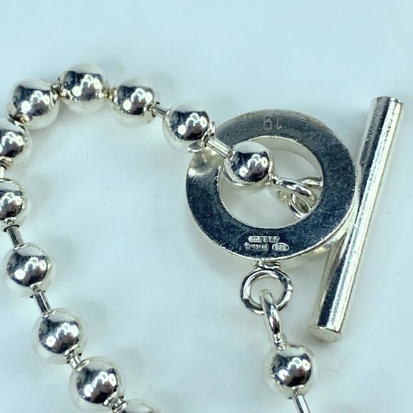 Gucci Sterling Silver Beaded Chain Circle Toggle clasp bracelet 7 3/4" 16g JR552 - Picture 3 of 10